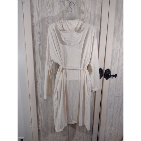 Simple Pleasures Robe Soft Comfory 1x/2x Knee Legth Robe Cream Tan Hooded - Picture 10 of 14